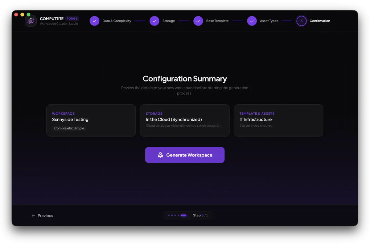 Computtite Forge workspace creation wizard